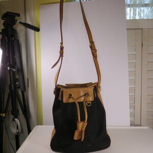 Vintage Dooney & Bourke All-Weather Leather & Canvas Bucket Bag Boho